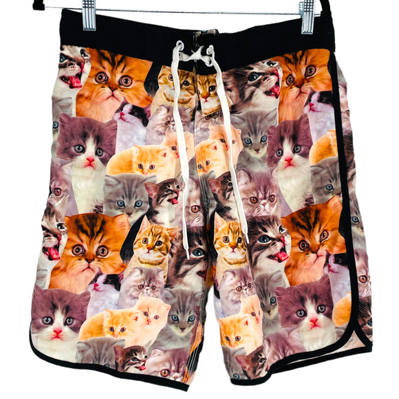 Bioworld Other - Bioworld All Over Cat Photo Print Swim Trunks Mesh Lined Shorts Men's Size M
